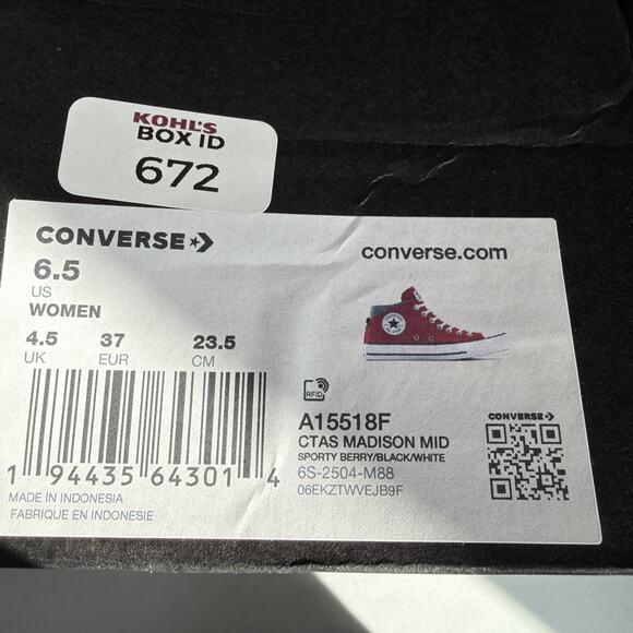 NEW Converse Chuck Taylor All Star Sneaker berry red sporty madison mid 6.5 NIB - Picture 9 of 10